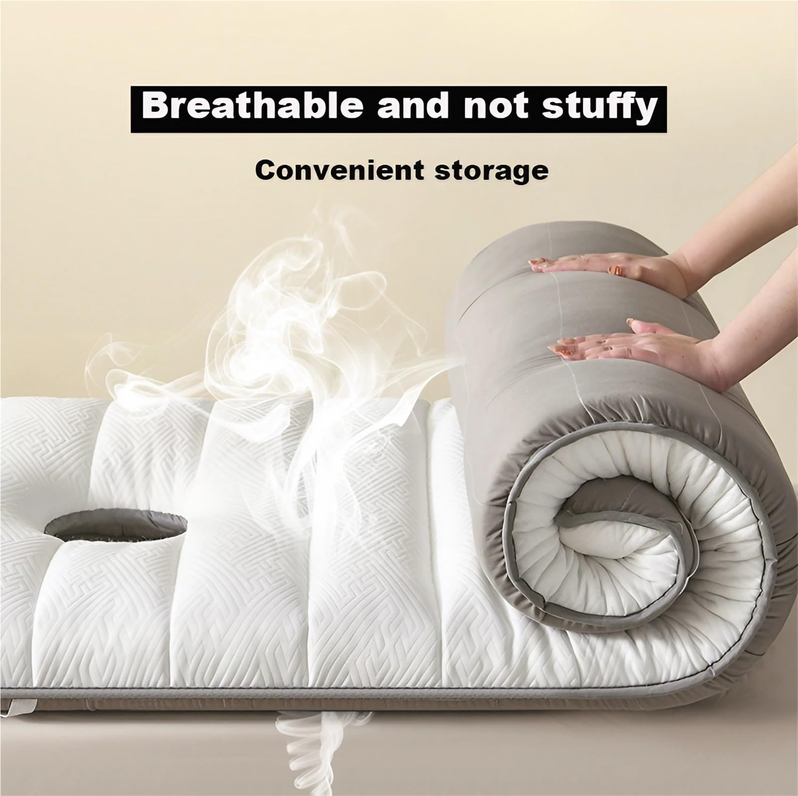 Matelas Table De Massage Mousse À Mémoire De Forme Épais, Housse De Lit De Salon avec Trou De Respiration, Professionnel pour Beauté Spa Tatouage(White,180 x 60 x 4 cm)