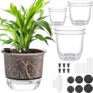 6 Pcs Clear Self Watering Pots for Indoor Outdoor Plants Flowers, 2 Each...