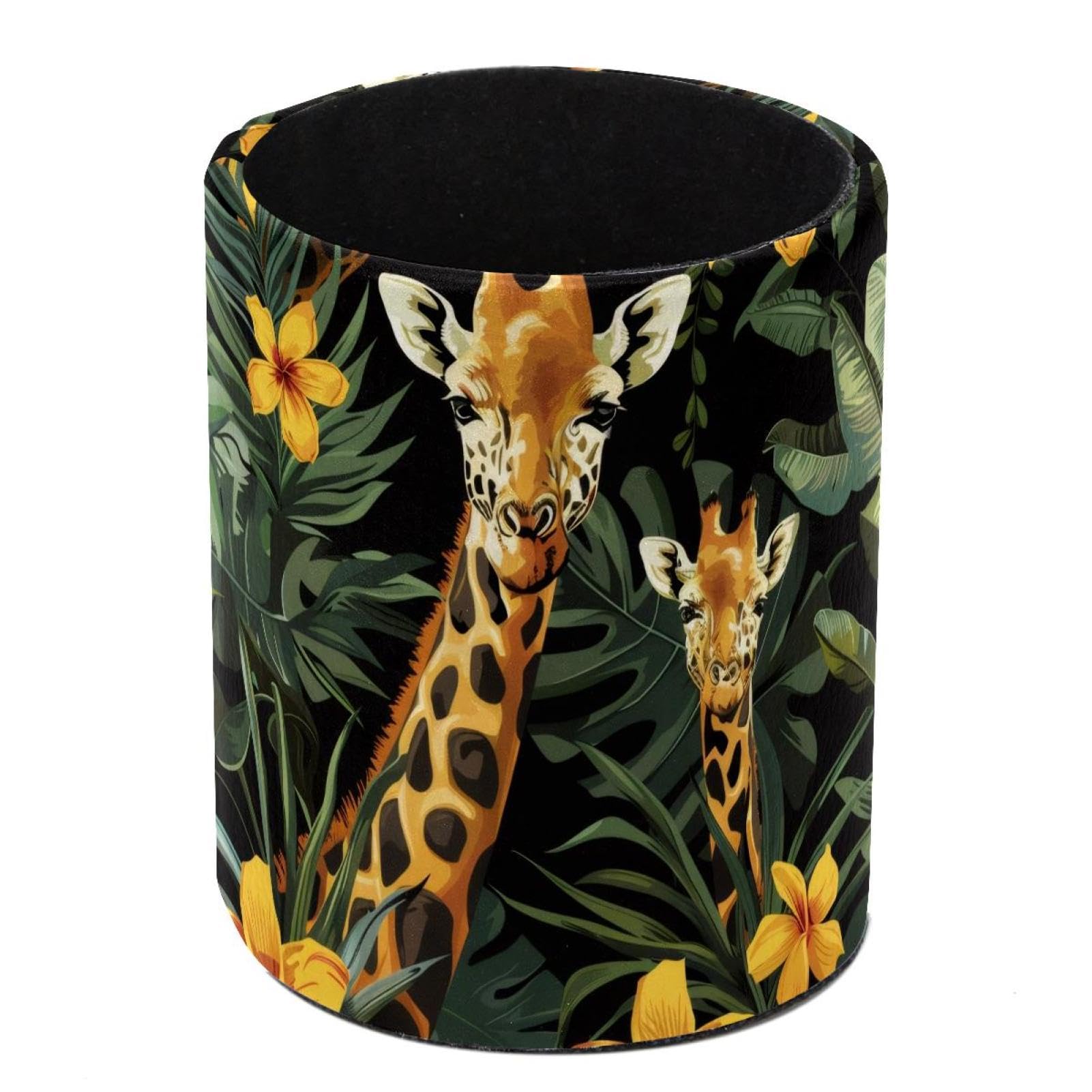 Pot à crayons girafe pour le bureau à la maison | Rangement fleuri pour stylos de fille