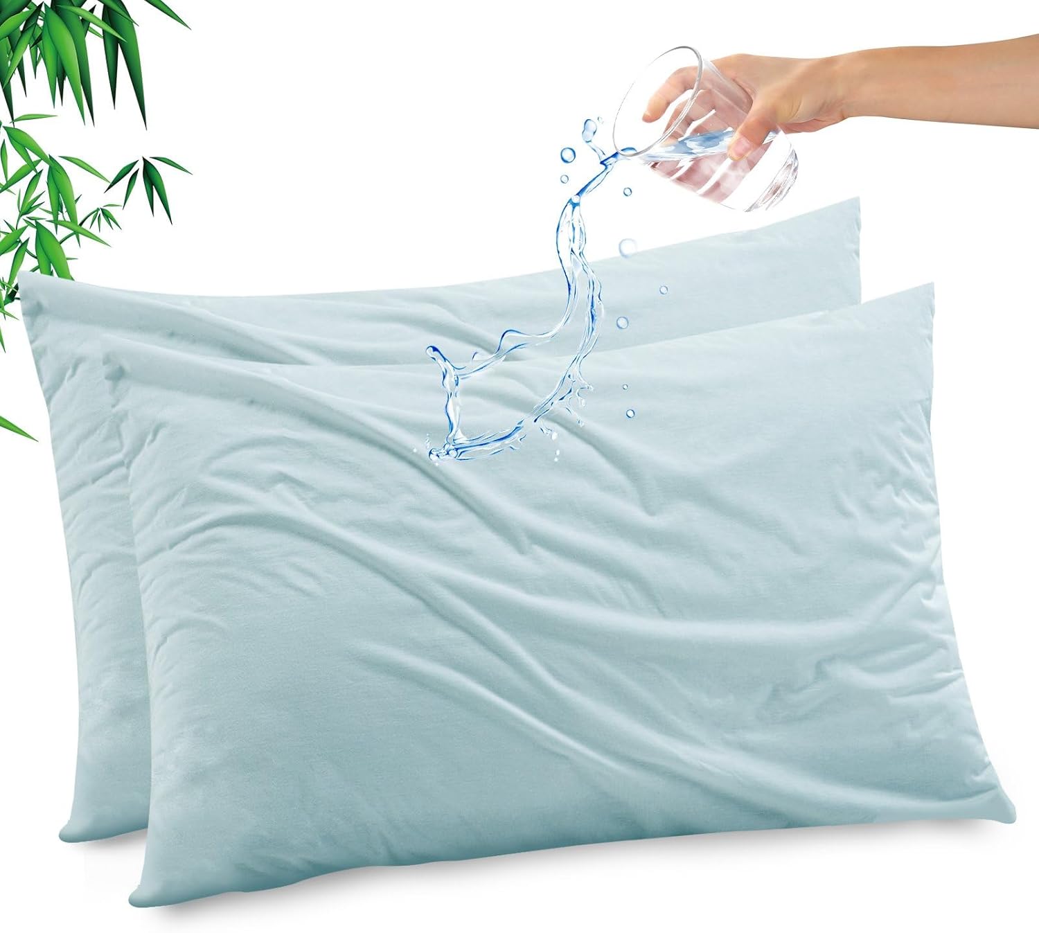 Gogreen Bamboo Rayon Waterproof Pillow Protector, Breathable Pillow Cover, Cooling Pillow Case Protector with Zipper, Super Soft Pillow Case Cover with Zipper (4 Packs, Queen 20"x30", White)