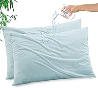 Vista 27 de Funda de almohada impermeable de bambú y rayón de Gogreen, funda de almohada transpirable, protector de almohada refrescante con cremallera, funda