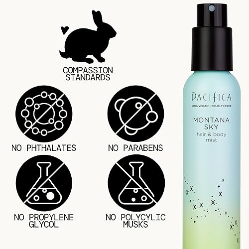 Vista 30 de Pacifica - Atomizador de fragancia corporal y perfume para el cabello Blue Moon con lavanda y grosella, sin alcohol, vegano y no testado