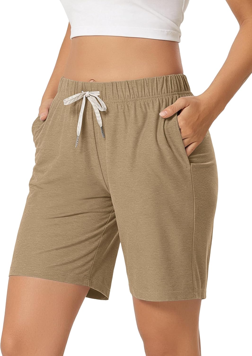 ODODOS Women's Relaxed Shorts, Ultra Soft odSTRATUM Tech High Waist Casual Pajama Lounge Shorts with Pockets, 5" / 7" Inseam