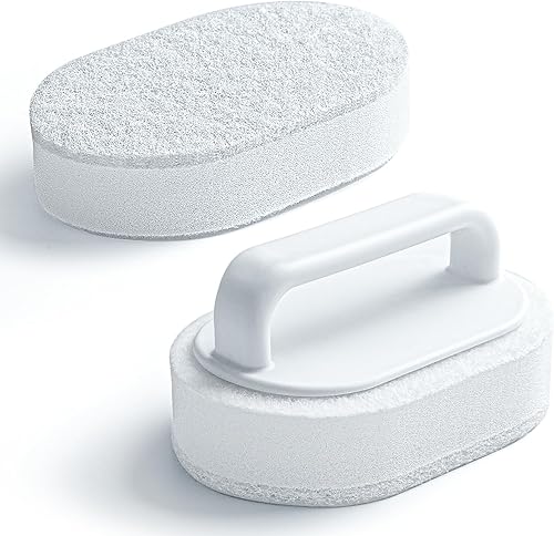 Limpiador de bañera con asa, almohadilla de limpieza antiarañazos, limpiador de jabón para bañera, removedor de espuma para ducha, azulejos,