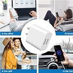 USB Chargeur mural,paquet de 4 2.1A 5V Adaptateur de prise de port double pour bloc de charge de sortie de mur, USB Adaptateur d'alimentation pour iPhone 14/13/12/11 Pro/Pro Max, XS/XR/X,Galaxy, Pixel, Moto et téléphones Android