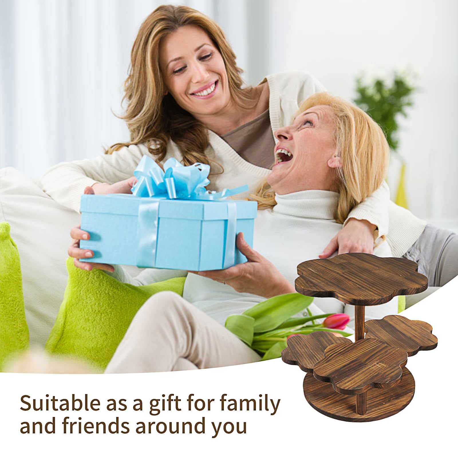Tefola Soporte Para Tartas de Madera de 5 Niveles, Soporte Para Magdalenas, Soporte Para Exhibición de Postres, Bandeja de Frutas, Adecuado Para Cumpleaños, Bodas, Fiestas, Accesorios de Buffet