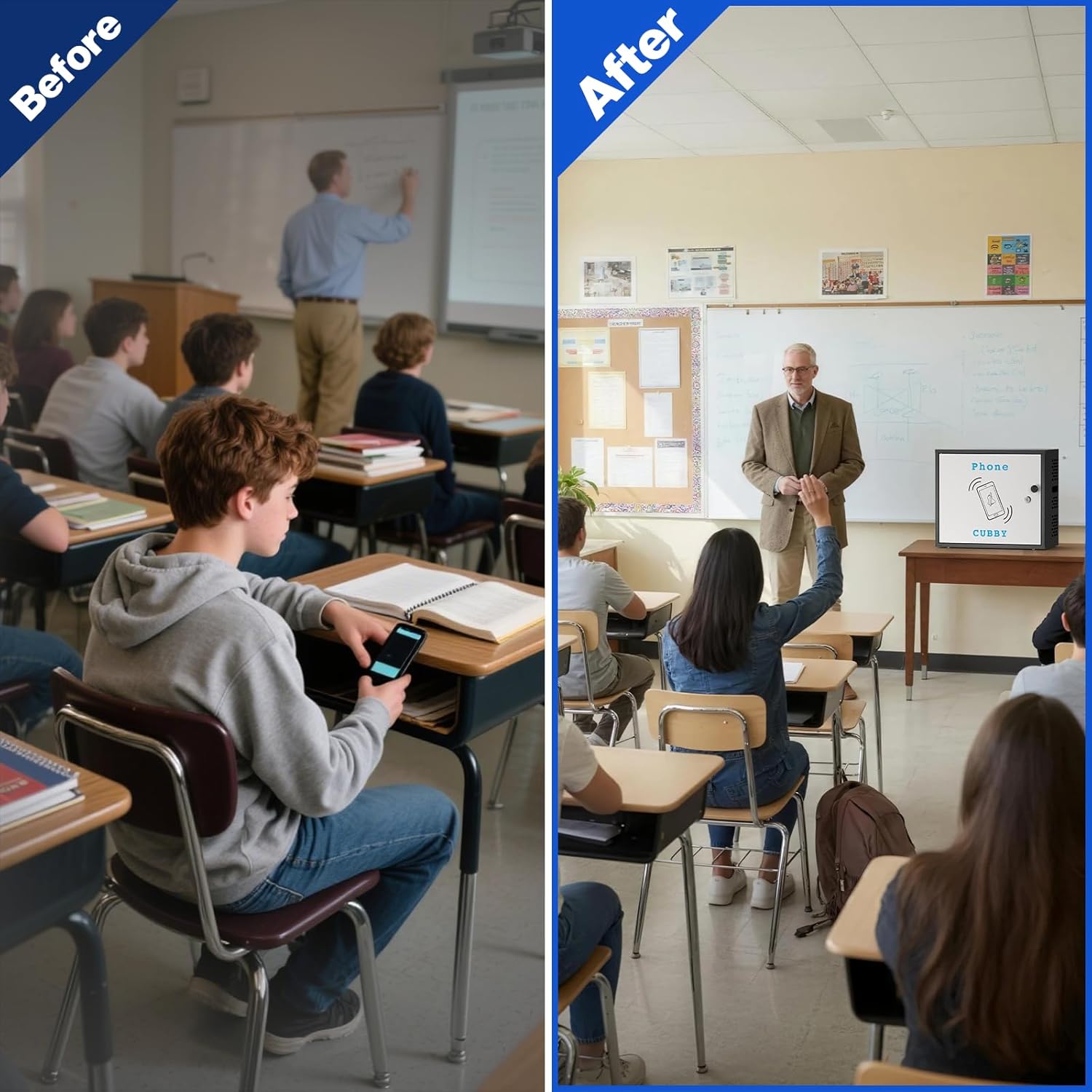 Cell Phone Holder Classroom Cell Phone Lock Box 36 Slots Metal Cell Phone Storage Cabinet Pocket Chart for Classroom with Lock for School Office