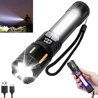 Rechargeable Flashlight High Lumens 900,000L, Peascat Super Bright LED Handheld Flashlights, Rechargeable Power Tactical F...