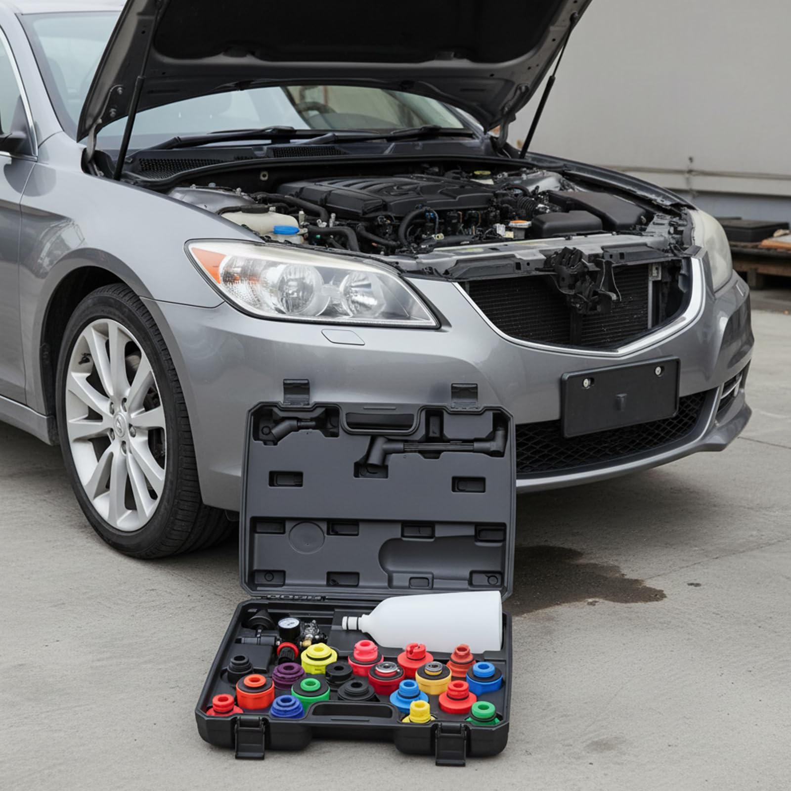 Juego de recarga de aceite de motor, 24 piezas, universal para Audi, BMW, Mercedes VW, cambio de aceite, limpio y sencillo, con embudo de 2 L, adaptador, bolsa de transporte, taller y bricolaje