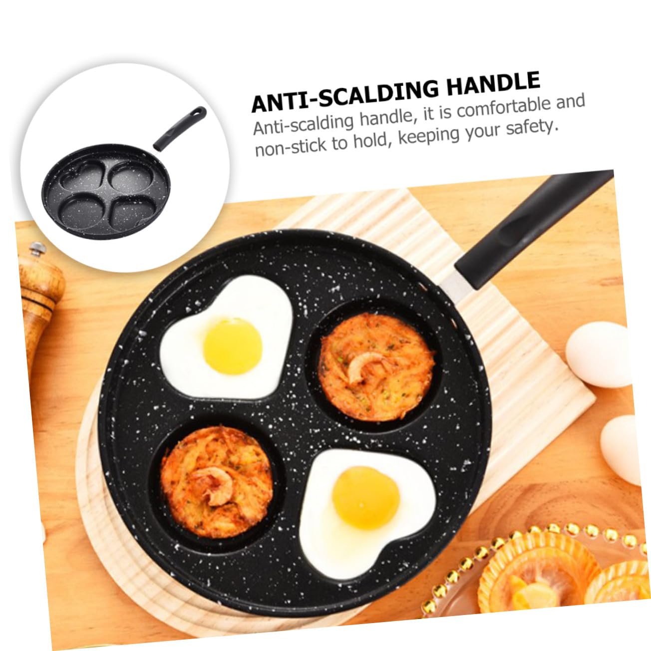 Runde Kleiner Bratpfanne aus Edelstahl Antihaft Beschichtung Leicht zu Reinigen Multifunktional Einsetzbar für Frühstück und Pfannkuchen