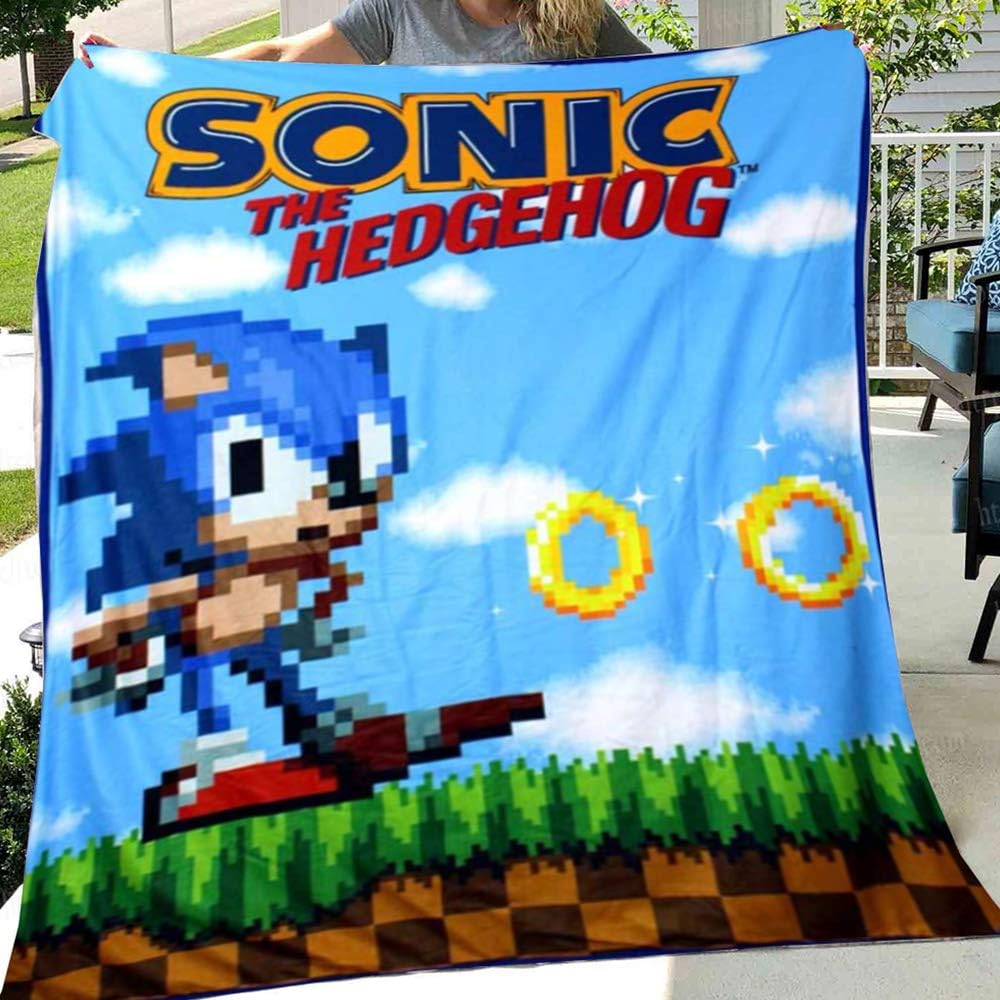 JUST FUNKY Sonic The Hedgehog Fleece Blanket [Blue 46"x60"] Sonic Comforter for Boys, Girls, Kids and Adults, Plush Throw (Officially Licensed)