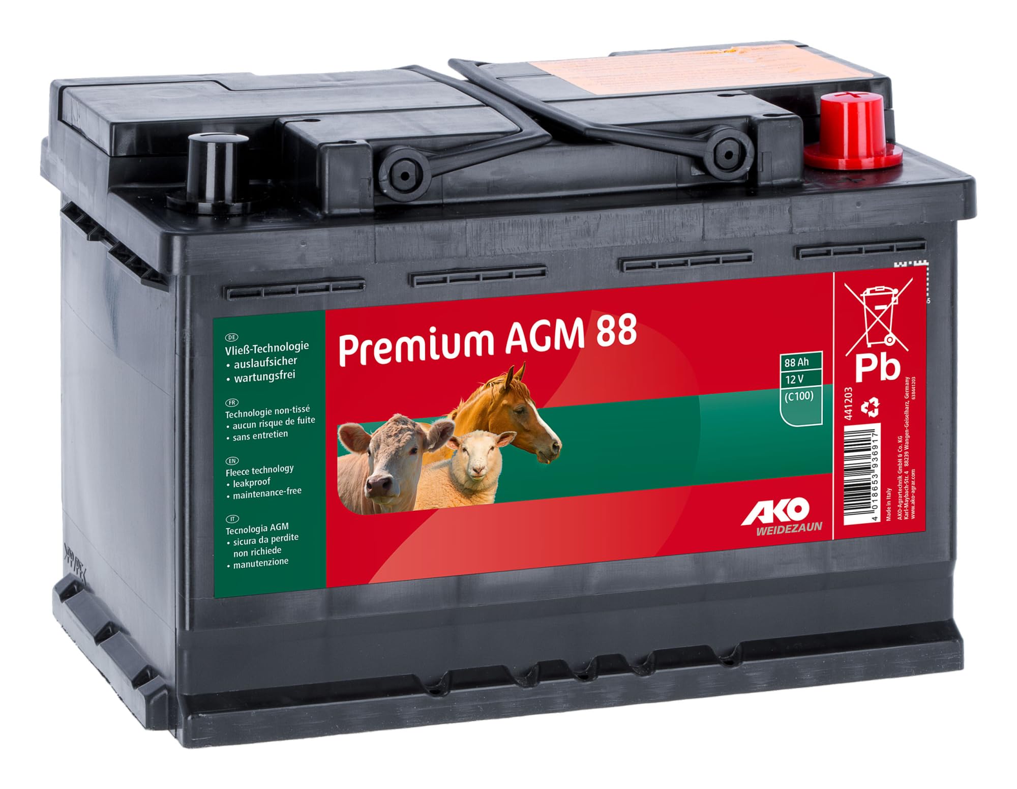 AKO 441136 - Starter Set Mobil Power AN 6000 (Verde, 200 m di Lunghezza, 6 mm di Larghezza, Recinzione per Animali, Accessori per Animali