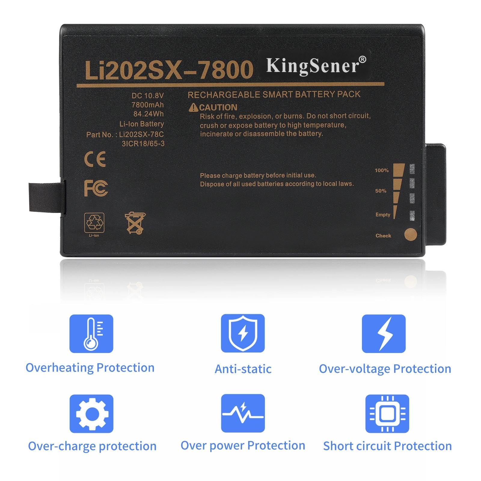 Li202SX-7800 - Batteria di ricambio per monitor aerosol TSI AEROTRAK APC 9510-02, DustTrak II 8530 8531, DRX 8533