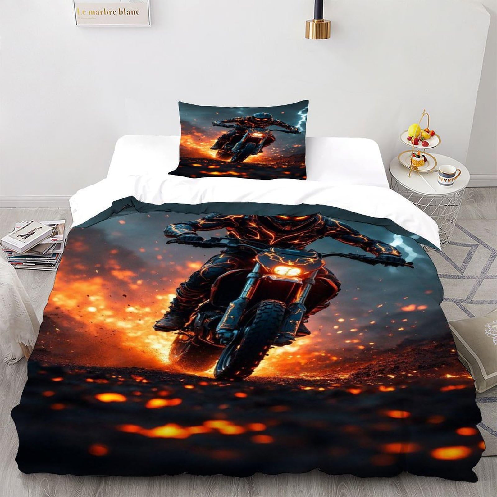 Couvre-lit microfibre moto pour éliminer le linge froissé dans la chambre des enfants