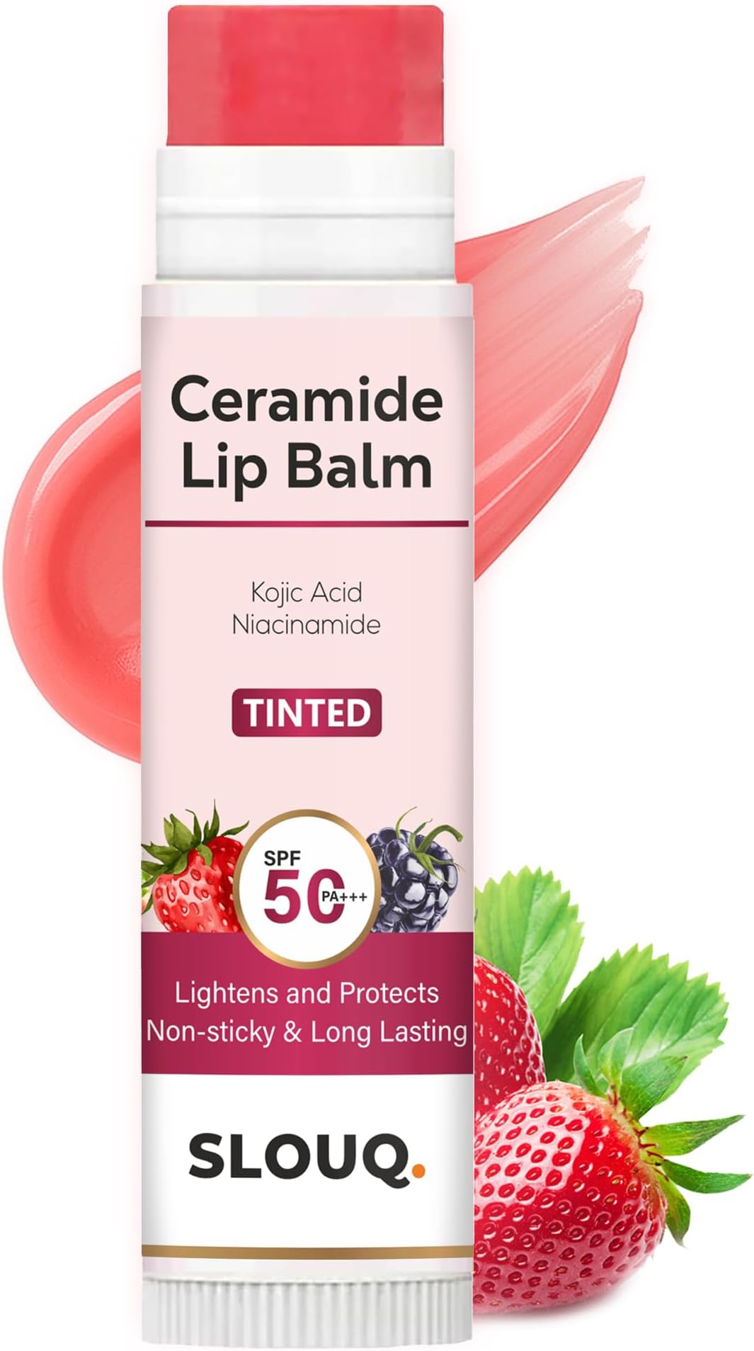 Tinted Ceramide Lip Balm - Kojic Acid & Niacinamide - SPF50 PA+++ - Lip Lightening & Protection - Non-Sticky & Long Lasting - 5gm (Pack Of 1), Pink