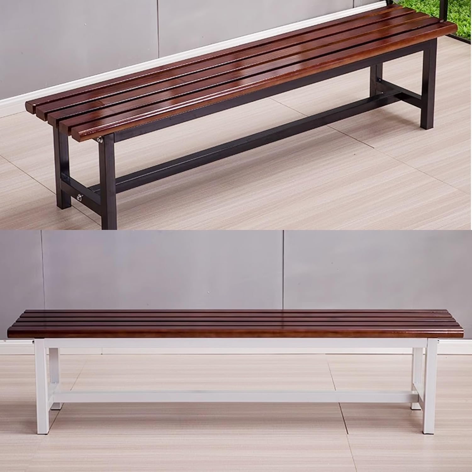 Outdoor Bench Garden Bench Outdoor Soild Wood Bench Light Weight High Load-Bearing Water-Based PaintBackless Wooden Garden Park Bench for Patio Porch(Wood Color,60cm)