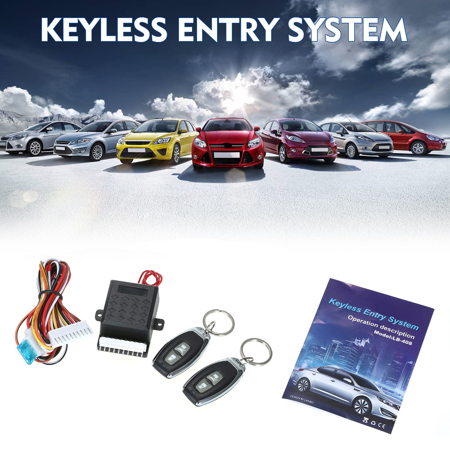 Shkalacar Verrouillage Centralisé de la Voiture, Kit de Boîtier de Télécommande Central Universel, Système d'entrée sans clé avec Serrure de Porte de Voiture avec Bouton de Déverrouillage du Coffre