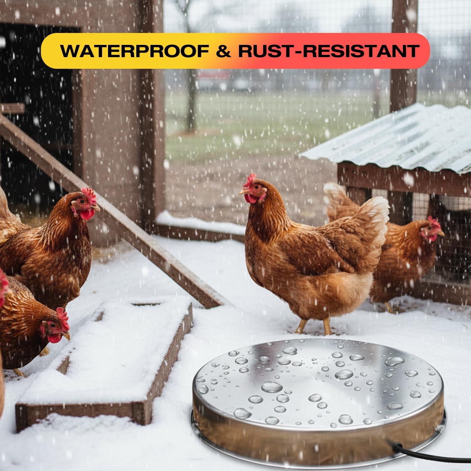 H&G lifestyles Chicken Water Heater, Heated Chicken Waterer,Poultry Water Heater for Winter, Compatible with 5 Gallons Chicken Waterer,13 Inches Stainless Steel Chicken Water Heater Base