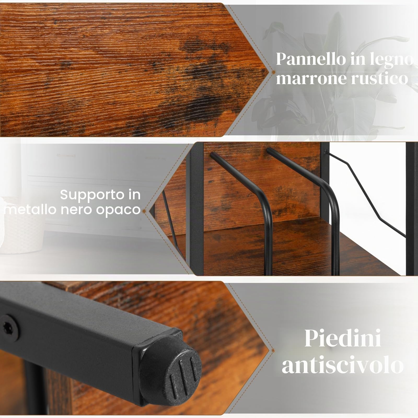 OUUTMEE 3 Livelli Supporto per Giradischi in vinile, Tavolo per Giradischi con Cassetto e Mensola fino a 100 album, Supporto per Giradischi in vinile, Tavolo Supplemento per Soggiorno, Camera da letto
