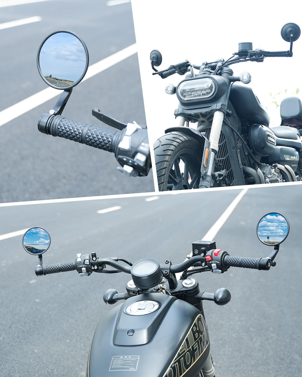 SUPAREE Specchietti Moto Manubrio Specchi Bar End Omologati Specchietti moto Omologati Rotondi per Motociclo Scooter Cruiser