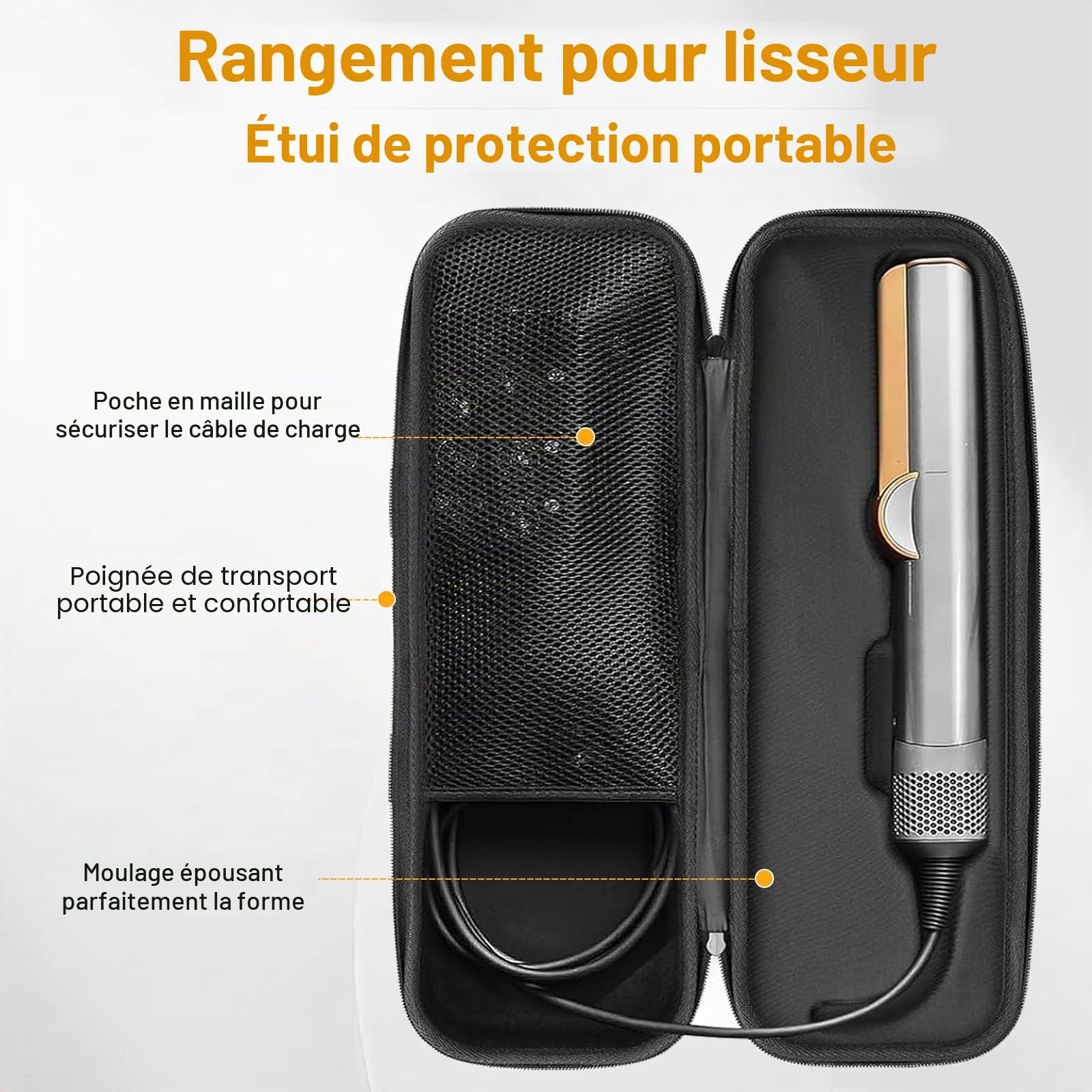 Étui de Transport Rigide Compatible Dyson Airstraight HT01, Sac Résistant Poussière et Rayures pour Lisseur