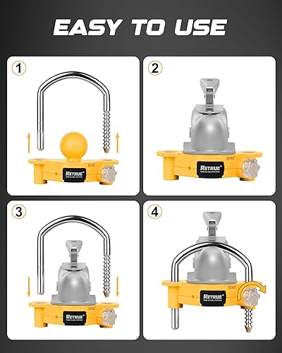 Miniatura 5 de RETRUE Cerradura de acoplador universal para remolque, bloqueo de enganche de bola, bloqueo de enganche de remolque, de seguridad ajustable, de