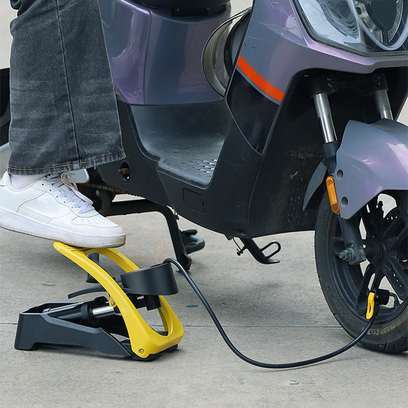 Bomba de pie para Bici Herramienta Hinchable Doble Cilindro Manómetro PSI