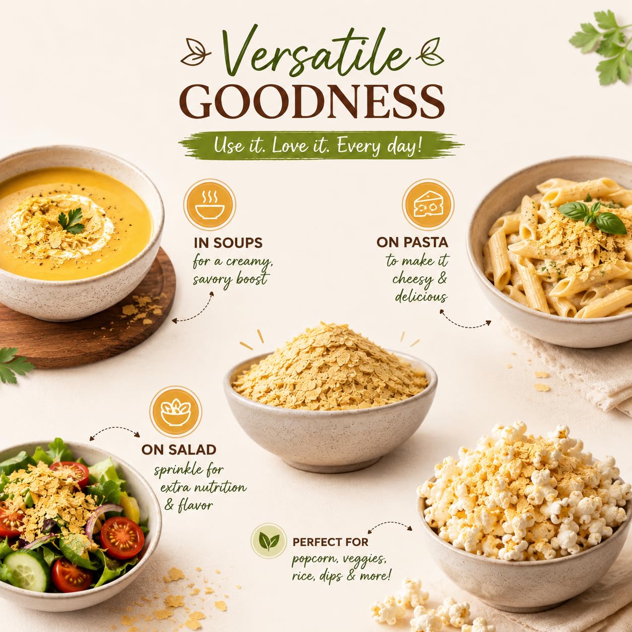 Flavoma Nutritional Yeast Flakes, 60gm (NON-FORTIFIED), 48% Protein, Gluten-Free, Vegan Cheese Flavor High in Vitamin B | Plant Based Seasoning for Cooking, Baking, and Snacks 2