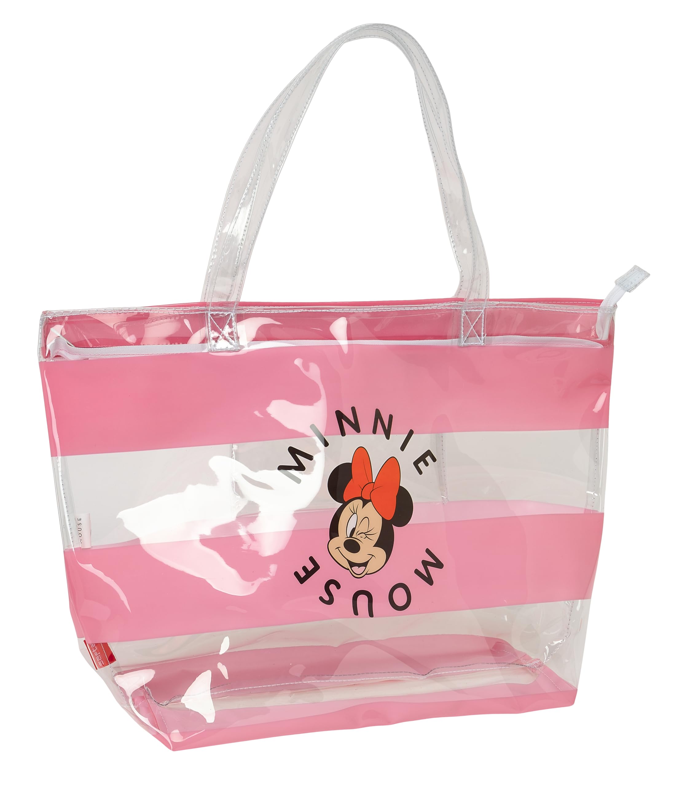 Safta MINNIE MOUSE BEACH - Shopping Bag, Women's Bag, Shopping Bag, Comfortable and Versatile, Quality and Resistance, 54 x 17 x 35 cm, Pink/Transparent, Pink/Transparent, Estándar, Casual