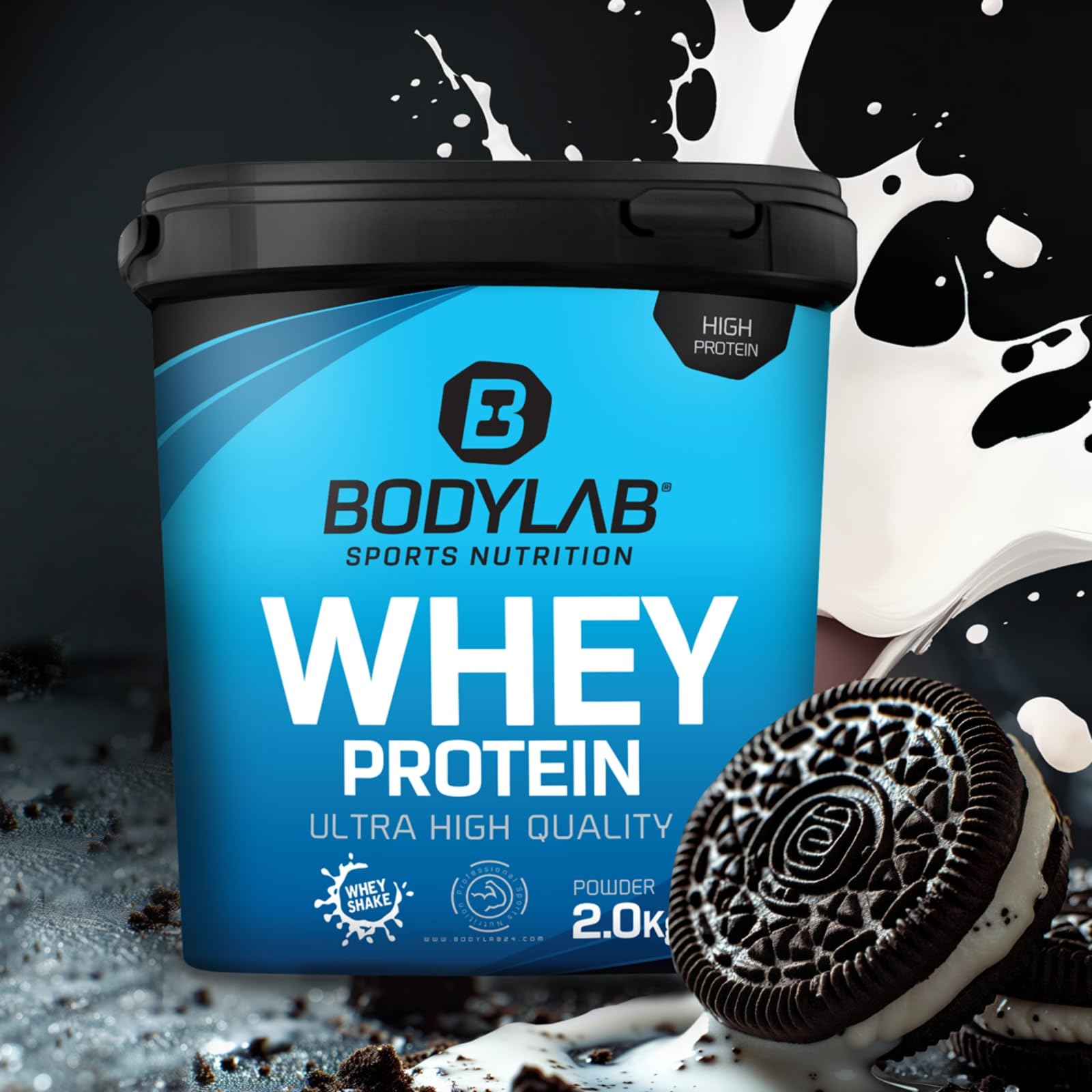Bodylab24 Megadeal Basic Aufbau, Whey Protein Cookies & Cream, Creatine Monohydrate + Shaker für Kraftsport und Fitness, kann den Aufbau und Erhalt von Muskelmasse unterstützen