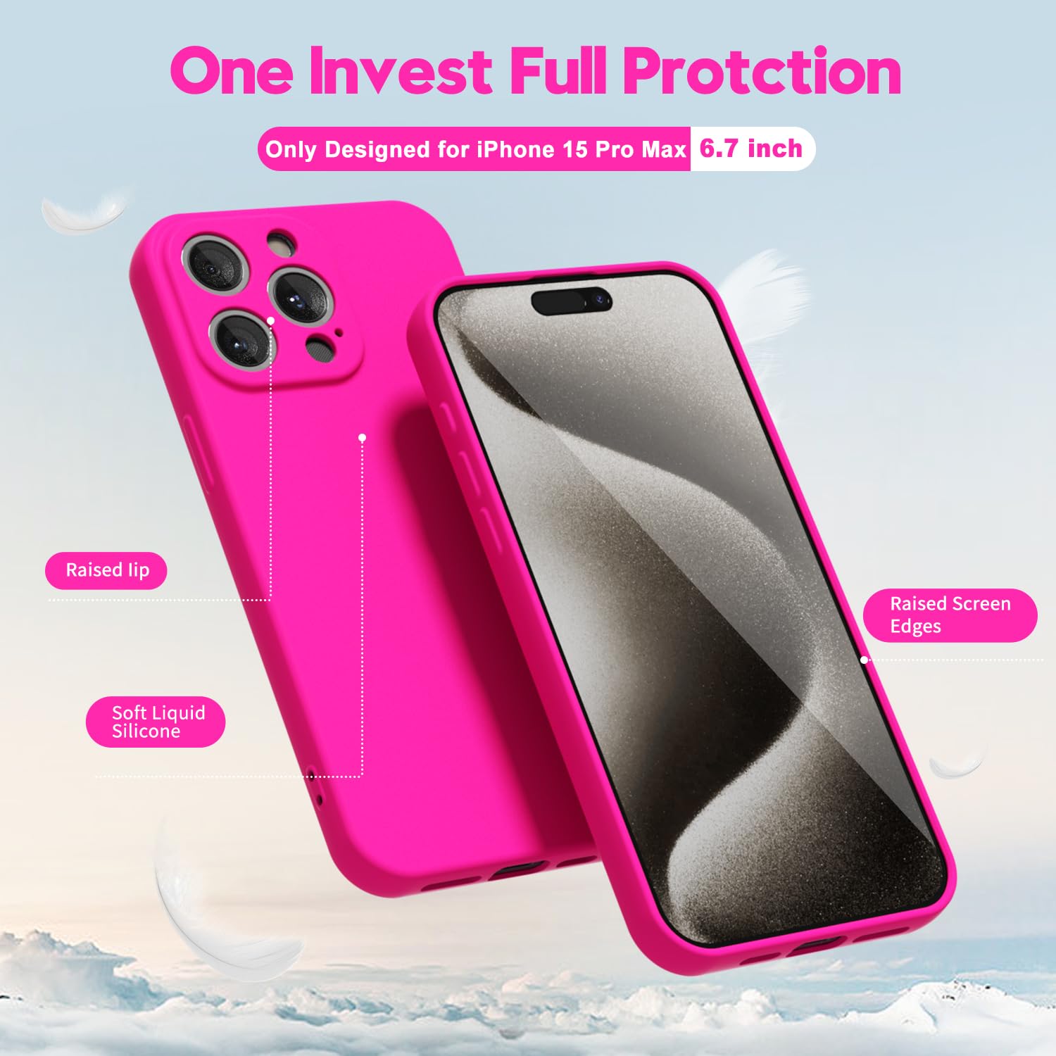 oakxco for iPhone 16 Pro Max Case Liquid Silicone, Soft Rubber Gel Elegant Aesthetic Basic Simple Cover, Cute Thin Slim TPU Matte Solid Color Plain Smooth Case for Women Girl, Light Pink — view 941