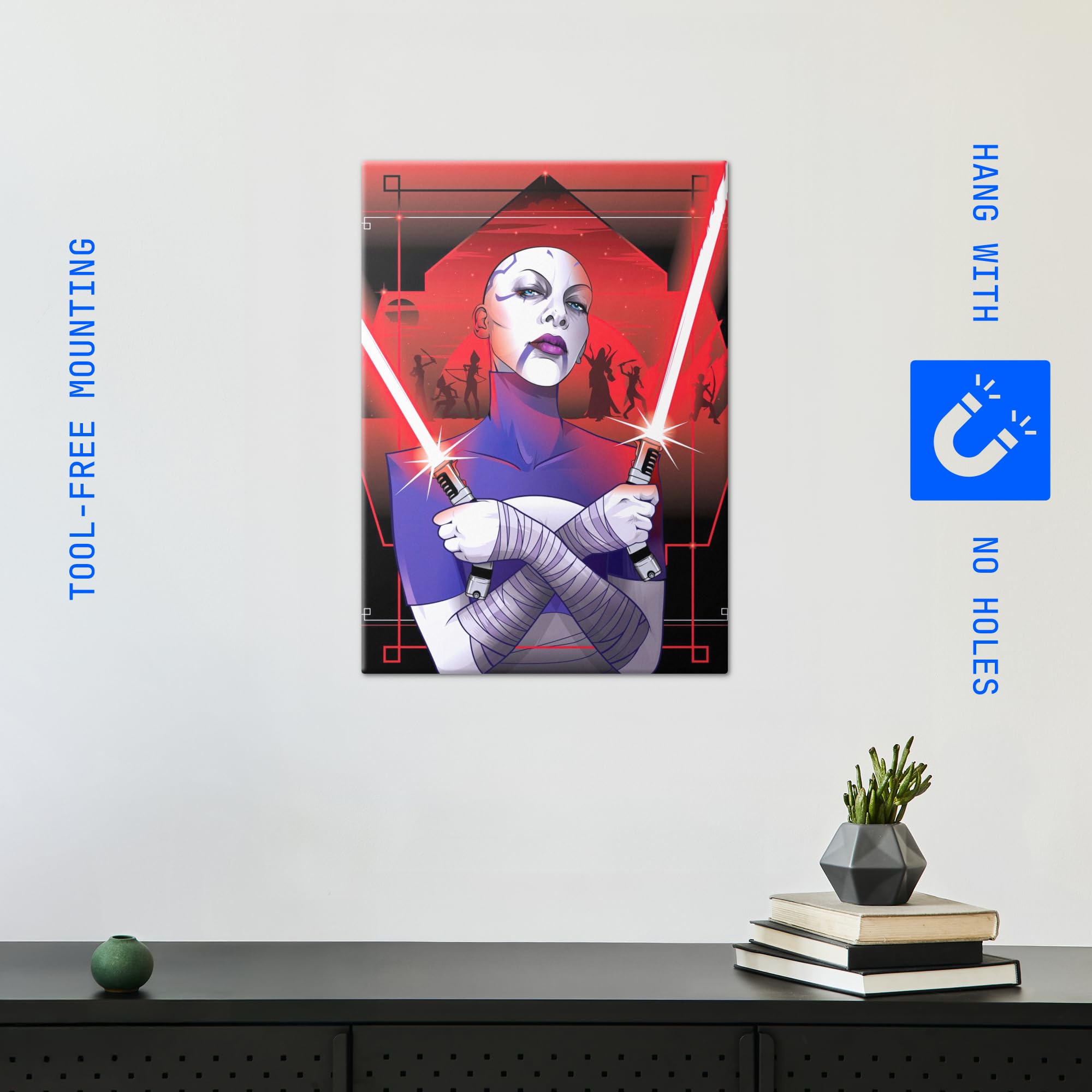 Displate Metallposter Star Wars Asajj Ventress Wanddeko Poster für Schlafzimmer Magnetische Befestigung 32 x 45 cm