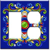 Vista 41 de Art Plates - Decorative Light Switch Plate Cover Plate - Decorative Metal Wall Plate - Combo: Decora - Toggle - Dark Blue Mexican Talavera Tile