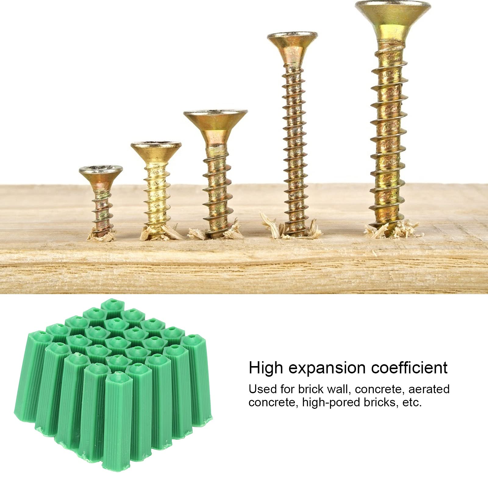 Expansion Pipe, Expansion Tube, 100PCS Green Plastic Wall Plug Expansion Pipe - Strong Anchoring Force for Home Decoration
