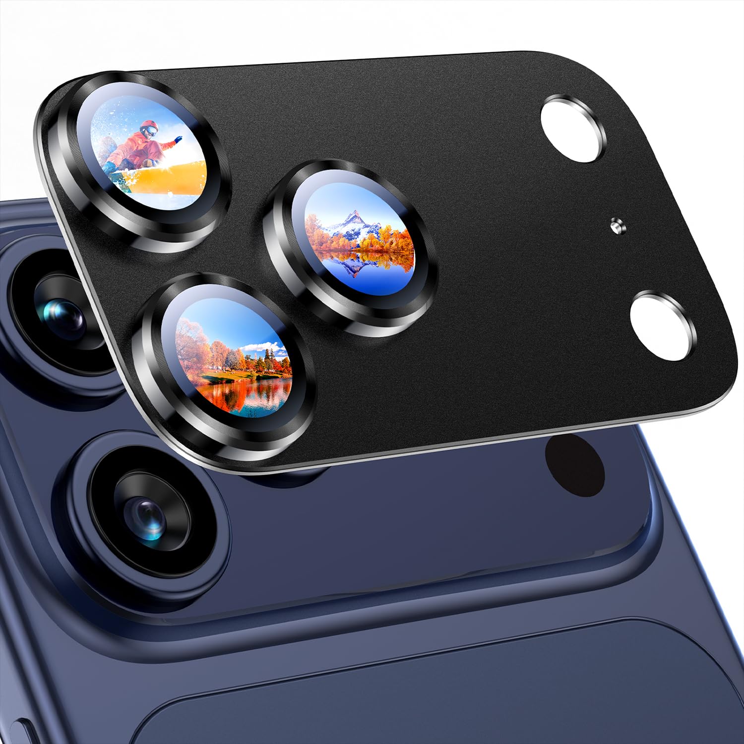 Uyiton Compatible with iPhone 17 Pro Camera Lens Protector - [Not Easy to Break][Strong Adsorption][Case-Friendly] Metal Tempered Glass Rear Camera
