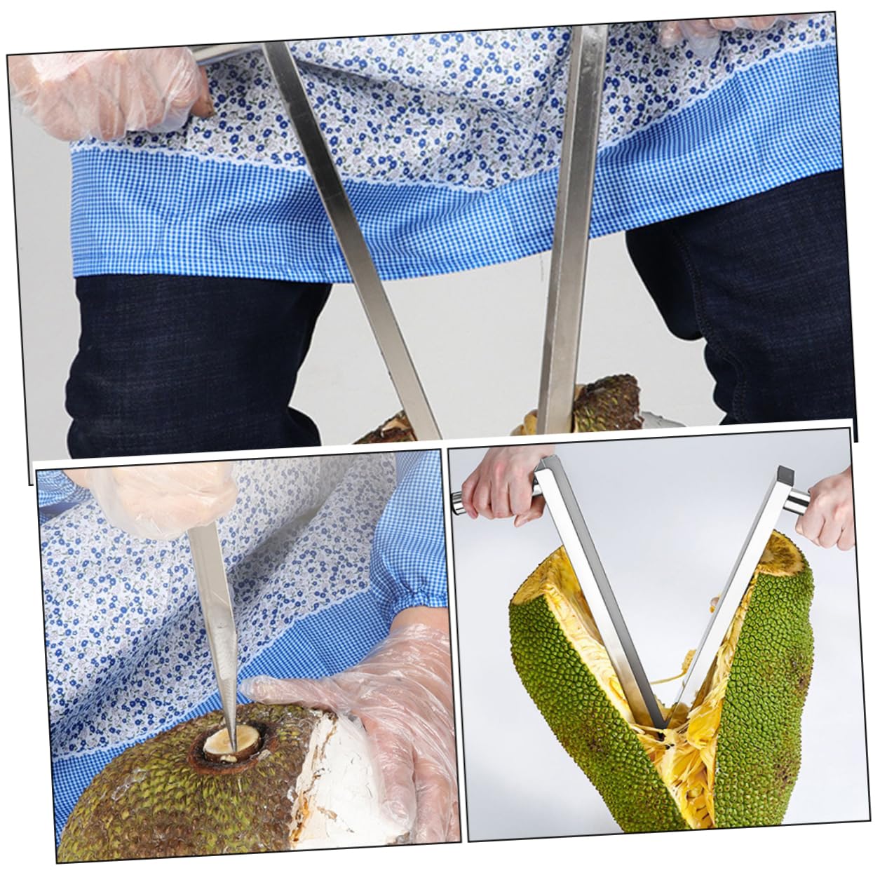 Mikinona Abridor Manual de Fruta Descorazonador de Jackfruit de Acero Inoxidable Ergonómico Herramienta para Pelar y Abrir Jackfruit
