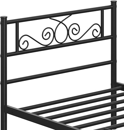Miniatura 7 de Topeakmart Base de cama de metal clásico negro de 13 pulgadas con cabecero, base de colchón, plataforma de cama, base de cama con listones, tamaño