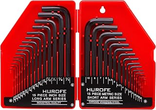 Hex Key Allen Wrench Set, 30-Piece (7/250-3/8 inch, 0.7-10 mm), Long Arm and Short Arm, L Shape and Chamfered Tip，Chrome Vanadium Steel