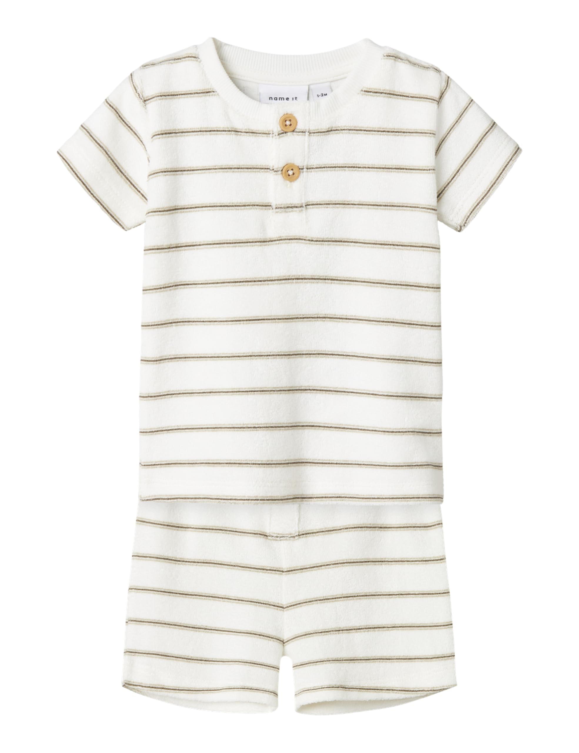 NAME IT Unisex Nbnoterry Ss Top Set, Cloud Dancer, 86