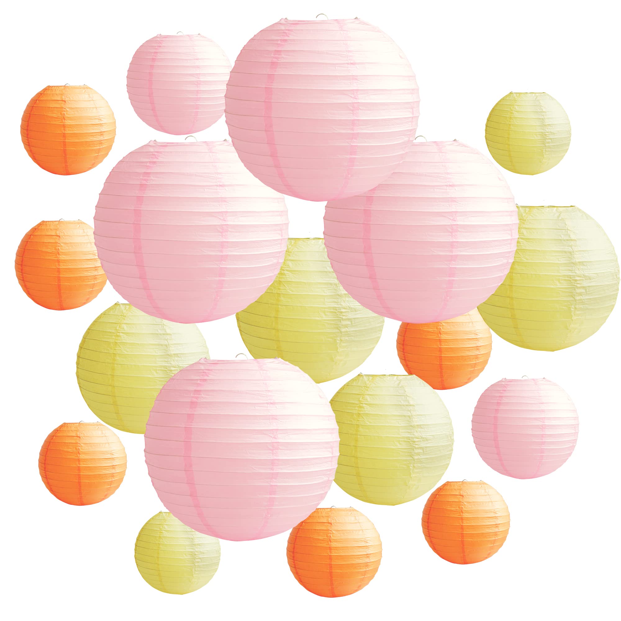 Time to Sparkle 18PCS Paper Lanterns 8" 12" 14" 16" 18" 20" 22" 24" Paper Lampshades Chinese Round Hanging Paper Lanterns Decorations for Weddings Birthday Party Anniversaries Baby Showers