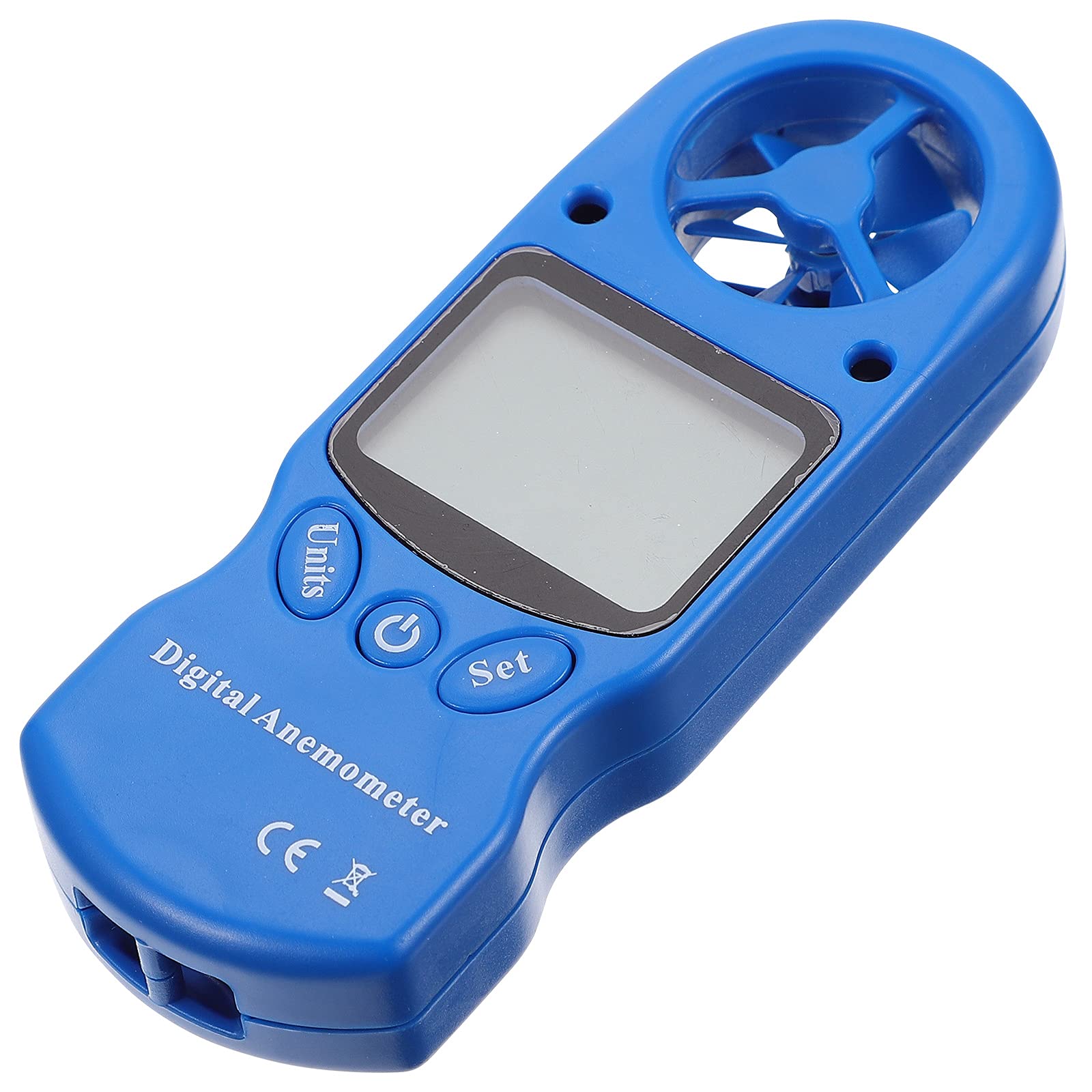 Anemómetro Portátil Mini, Higrómetro Digital, Medición Velocidad del Aire y Humedad con Pantalla Lcd Retroiluminada, Azul