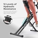 Sunny Health & Fitness Row-N-Ride PRO, Full Body Combo Squat Machine w/Optional Resistance Band, Easy Setup Ab Workout Exercise Equipment for Home, Whole Body Cardio, Optional SunnyFit App Connection