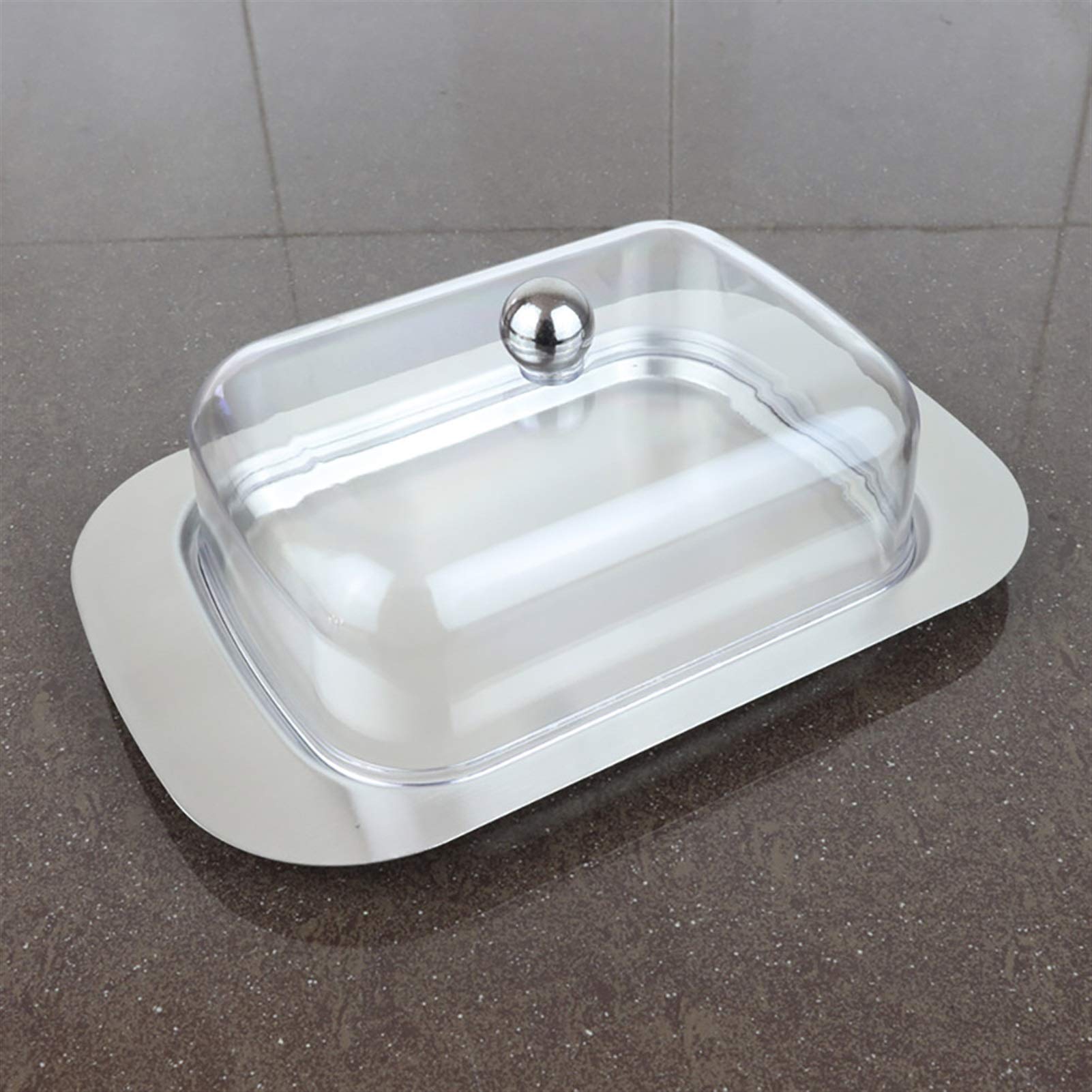 Burriere Scatola di burro in acciaio inox - Piatto di burro classico con coperchio Scatola di burro semplice - Snack Vassoio Casella di formaggio Casella di manutenzione di fresco Casella Cucina Forni