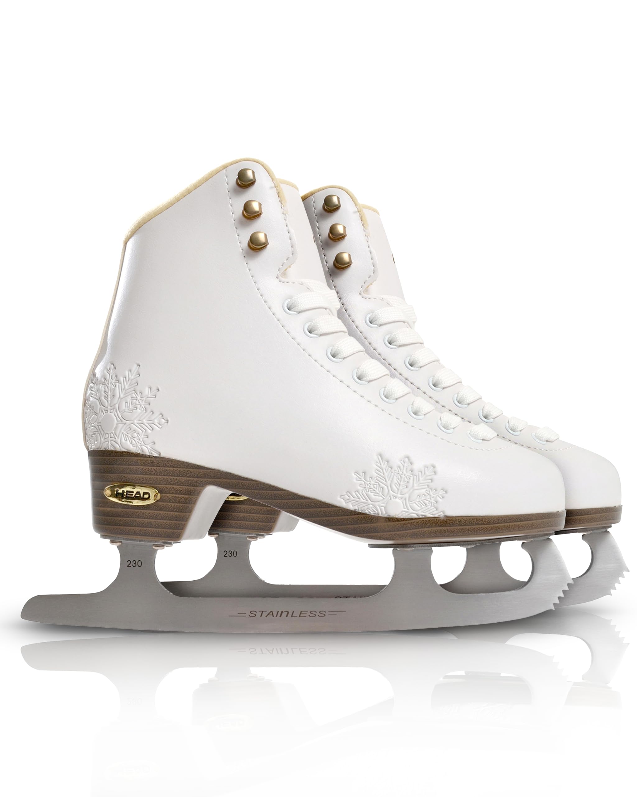 HEAD Eiskunstlauf Schlittschuhe Amber I Damen Schlittschuhe mit Edelstahlkufe I Schneeflocken-Design I ideal für Einsteigerinnen - Weiß
