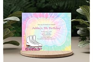 Birthday Party Invitation Child's Birthday Tie Dye Roller Skate Party