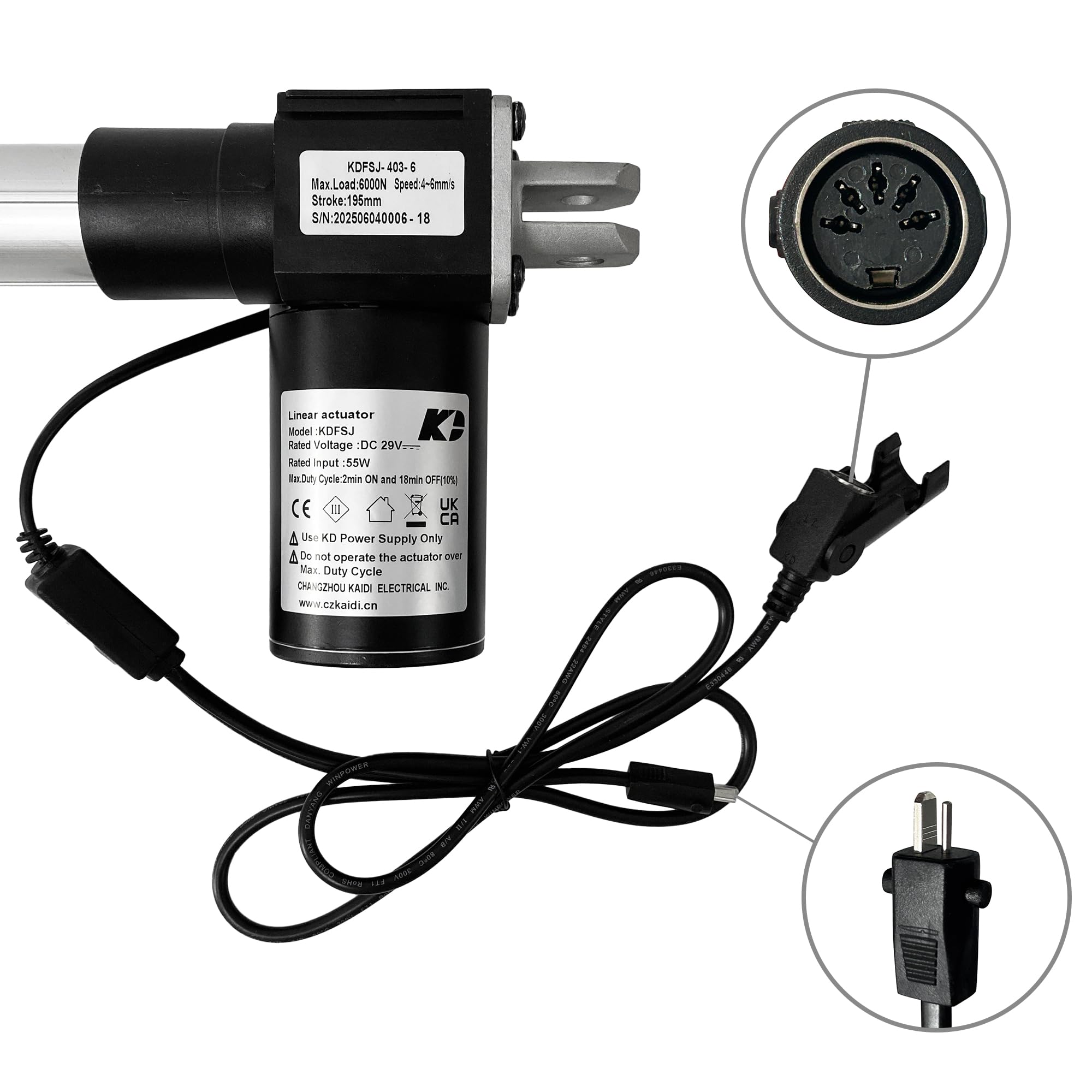 Amazon.com: Kaidi Linear Actuator Model KDFSJ-403-6 Power