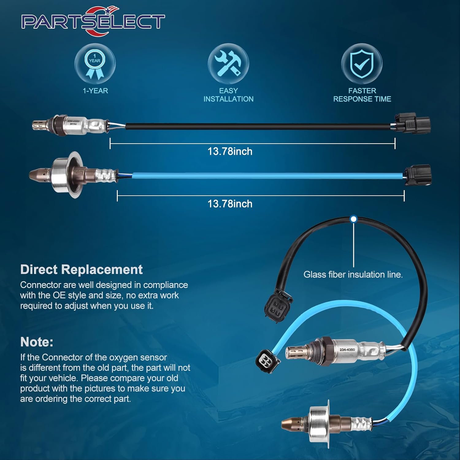 Set of 2 Oxygen O2 Sensor Upstream Downstream Replacement for Honda Civic 2012 2013 2014 2015 1.8L L4, for Acura ILX 2013 2014 2.0L L4