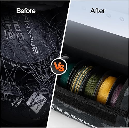 Miniatura 3 de KastKing BaitSpace Bolsa de gestión de línea, bolsa de almacenamiento de línea de pesca con nailon resistente al agua, ventana transparente, divisor