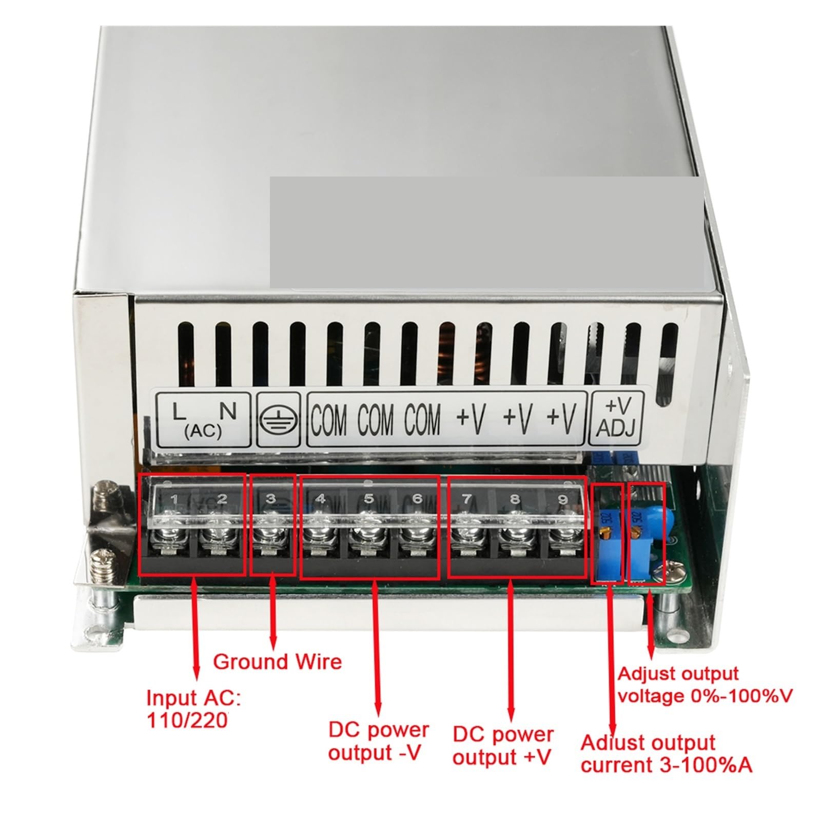 Variables Netzteil, Einstellbares 1000-W-Schaltnetzteil 0-12 V 13,5 15 24 36 48 60 72 85 100 150 200 110/220 AC Zu DC Industrie-SMPS(0-36V 0-27.5A)