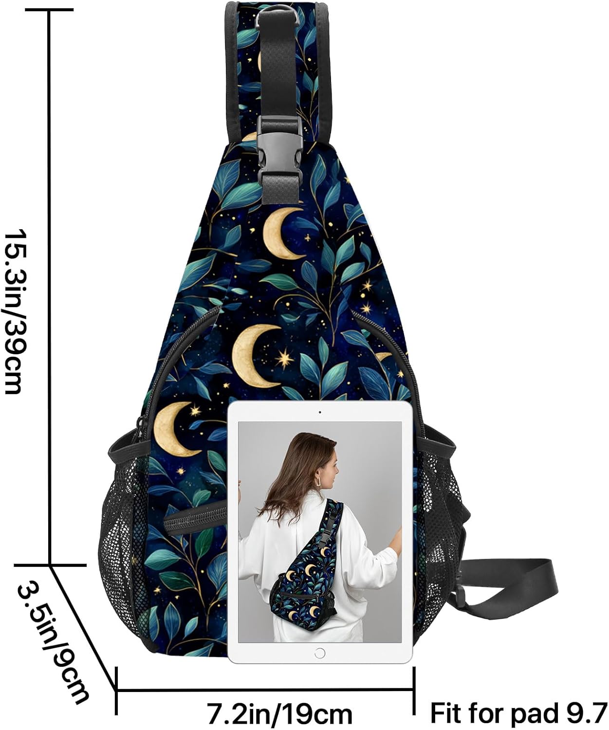 FyLybois Moon Sling Bag for Women Crossbody Backpack Lightweight Chest Daypack Fashion Shoulder Bags for Travel Hiking Biking - Image 3